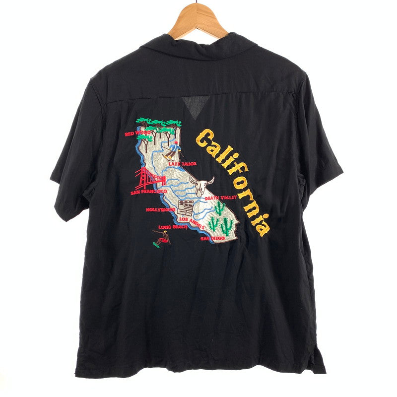 【中古品】【メンズ】 HOUSTON ヒューストン 半袖 ボーリングシャツ トップス ブランド 古着 145-260614-gm-01-fuz サイズ：M カラー：ブラック 万代Net店
