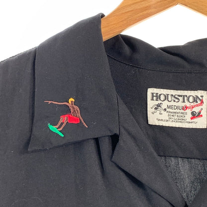 【中古品】【メンズ】 HOUSTON ヒューストン 半袖 ボーリングシャツ トップス ブランド 古着 145-260614-gm-01-fuz サイズ：M カラー：ブラック 万代Net店