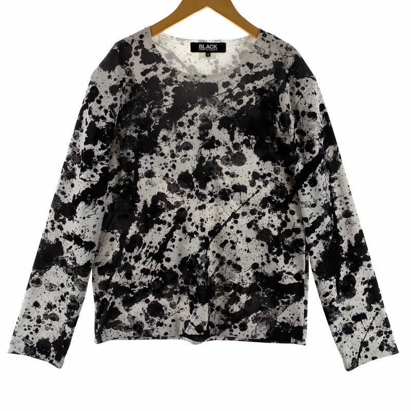 【中古品】【メンズ】 BLACK COMME des GARCONS 1B-T010 PAINTED JERSEY CUT SEW ペイントデザイン 長袖 カットソー 140-260615-vt-99-fuzh サイズ：M カラー：総柄 万代Net店