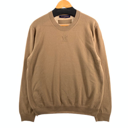 【中古品】【メンズ】 LOUIS VUITTON ルイヴィトン カシミヤシルク LVエンボスロゴセーター トップス ニット ブランド 古着 141-260614-gm-09-fuz サイズ：L カラー：ベージュ 万代Net店