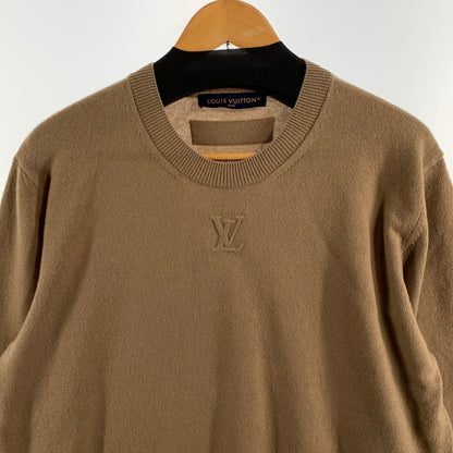 【中古品】【メンズ】 LOUIS VUITTON ルイヴィトン カシミヤシルク LVエンボスロゴセーター トップス ニット ブランド 古着 141-260614-gm-09-fuz サイズ：L カラー：ベージュ 万代Net店