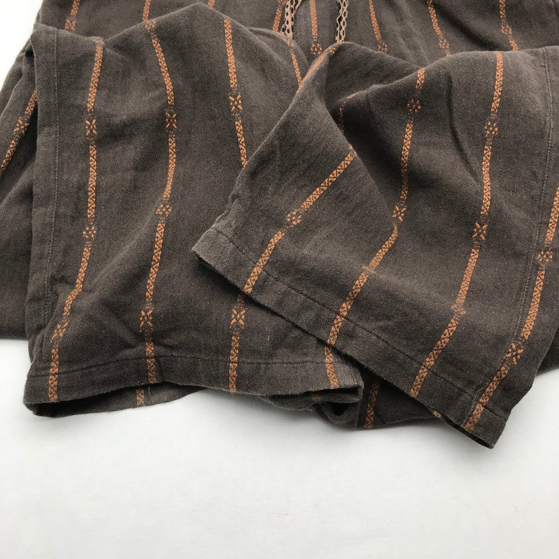 【中古品】【メンズ】 KAPITAL キャピタル 綿麻シャムストライプイージーパンツ ズボン BROWN SIZE:L ほつれ・シミあり・ボタン塗装剥がれあり 156-260617-io-09-fuzh 万代Net店