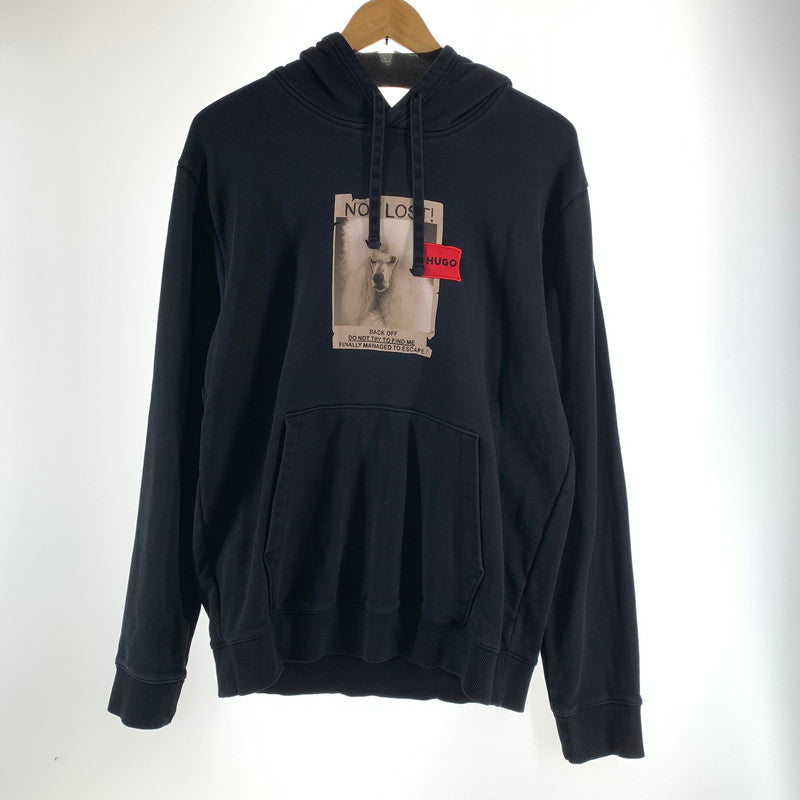 【中古品】【メンズ】 HUGO BOSS ヒューゴボス PARKA DOG 犬 パーカー トップス 長袖 古着 141-261009-mh-07-fuzh サイズ：L カラー：ブラック 万代Net店