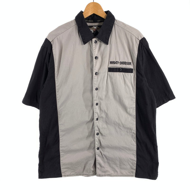 【中古品】【メンズ】 HARLEY-DAVIDSON ハーレーダビッドソン 半袖シャツ ボーリングシャツ ブランド 古着 145-260628-gm-11-fuz サイズ：L カラー：グレー 万代Net店