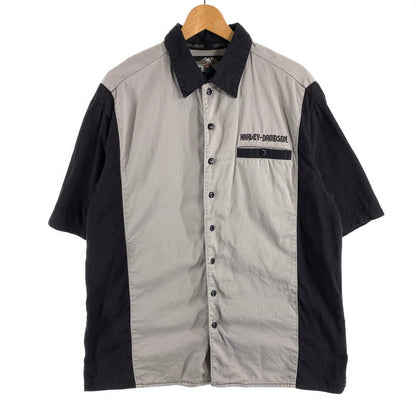 【中古品】【メンズ】 HARLEY-DAVIDSON ハーレーダビッドソン 半袖シャツ ボーリングシャツ ブランド 古着 145-260628-gm-11-fuz サイズ：L カラー：グレー 万代Net店