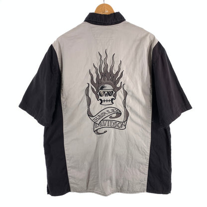 【中古品】【メンズ】 HARLEY-DAVIDSON ハーレーダビッドソン 半袖シャツ ボーリングシャツ ブランド 古着 145-260628-gm-11-fuz サイズ：L カラー：グレー 万代Net店