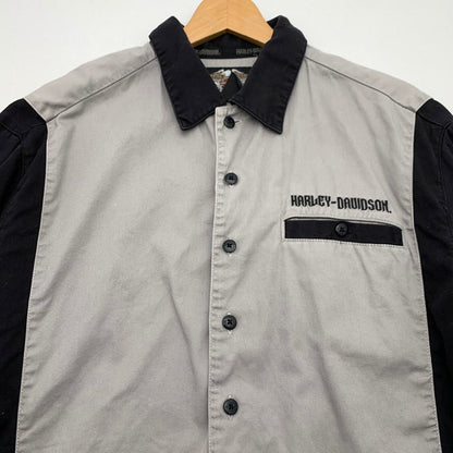 【中古品】【メンズ】 HARLEY-DAVIDSON ハーレーダビッドソン 半袖シャツ ボーリングシャツ ブランド 古着 145-260628-gm-11-fuz サイズ：L カラー：グレー 万代Net店