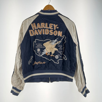 【中古品】【メンズ】 HARLEY DAVIDSON ハーレーダビッドソン スカジャン 145-260619-ny-09-fuzh サイズ：M カラー：ネイビー ホワイト 万代Net店