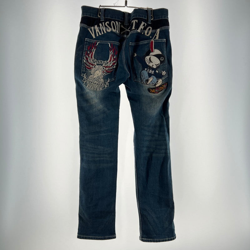 【中古品】【メンズ】 VANSON DENIM PANTS バンソン デニムパンツ INDIGO SIZE:W30 ウサギ　※使用感有 156-260619-ny-13-fuzh サイズ：W30 カラー：インディゴ 万代Net店