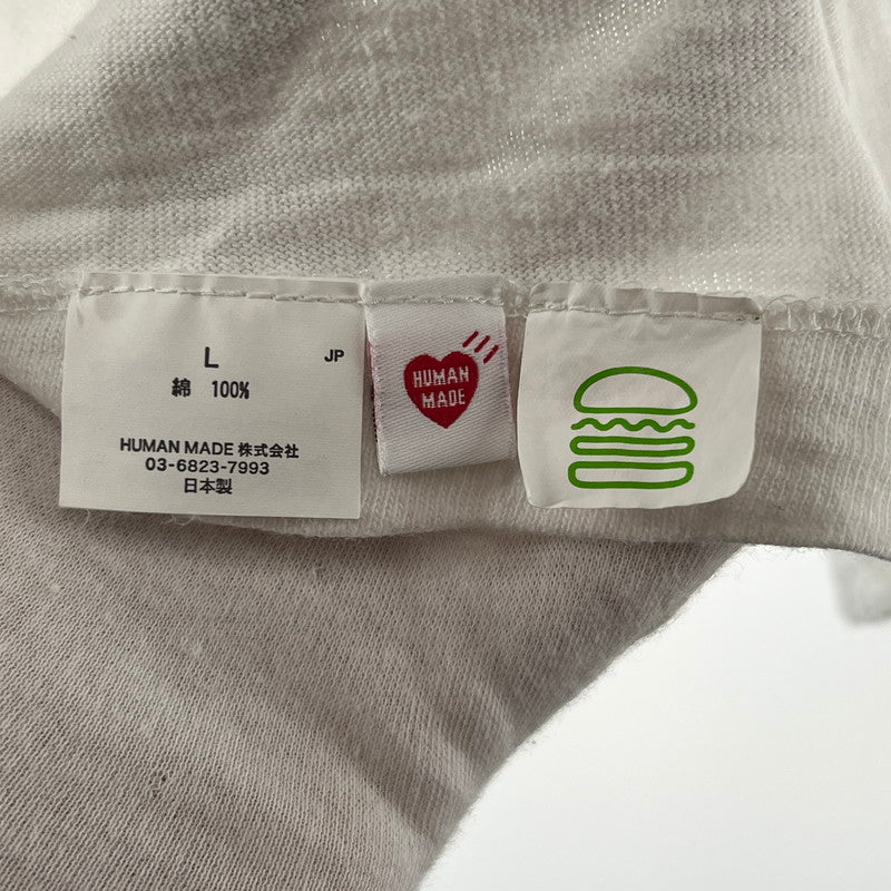 【中古品】【メンズ】 HUMAN MADE×SHAKE SHACK ヒューマンメイド×シェイク・シャック SS T-SHIRT ハンバーガー 142-260619-ny-01-fuzh サイズ：L カラー：ホワイト 万代Net店