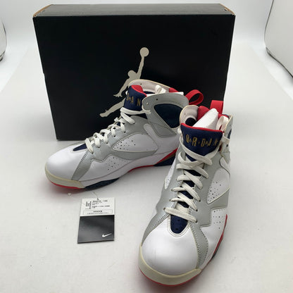 【中古品】【メンズ】 NIKE ナイキ 304775-135 AIR JORDAN 7 RETRO AJ7 OLYMPIC WHITE SIZE:27.5cm 黒タグ.箱付属 スニーカー 靴 汚れ・一部べたつきあり 160-260621-io-03-fuzh 万代Net店