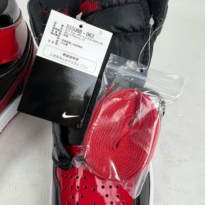 【中古美品】【メンズ】 NIKE ナイキ 555088-063 AIR JORDAN 1 HIGH OG " PATENT BREDエア ジョーダン 1 ハイ オージー パテント ブレッド靴 160-260619-mh-11-fuzh サイズ：27.5cm カラー：レッド ブラック 万代Net店