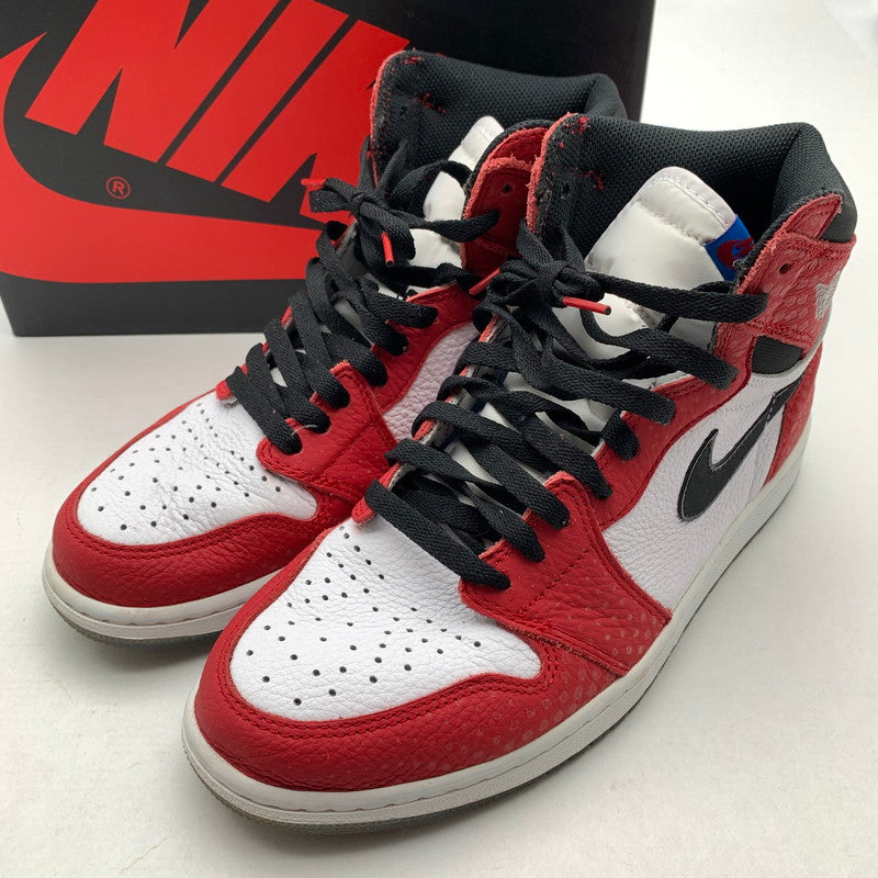 【中古品】【メンズ】 NIKE × SPIDERMAN ナイキ スパイダーマン 555088-602 AIR JORDAN１ORIGIN STORY "GYM RED WHITE PHOTO BLUE BLACK" エアジョーダン 1 スニーカー 靴 160-260618-mh-28-fuzh サイズ：27.5cm カラー：ホワイト レッド 万代Net店