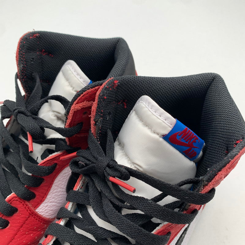 【中古品】【メンズ】 NIKE × SPIDERMAN ナイキ スパイダーマン 555088-602 AIR JORDAN１ORIGIN STORY "GYM RED WHITE PHOTO BLUE BLACK" エアジョーダン 1 スニーカー 靴 160-260618-mh-28-fuzh サイズ：27.5cm カラー：ホワイト レッド 万代Net店