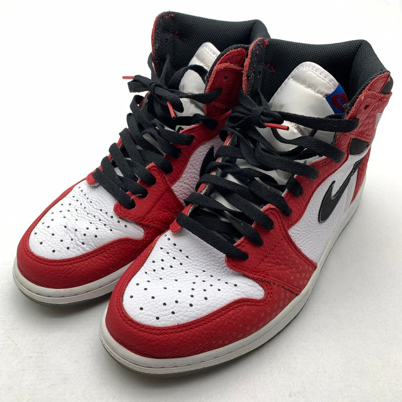 【中古品】【メンズ】 NIKE × SPIDERMAN ナイキ スパイダーマン 555088-602 AIR JORDAN１ORIGIN STORY "GYM RED WHITE PHOTO BLUE BLACK" エアジョーダン 1 スニーカー 靴 160-260618-mh-28-fuzh サイズ：27.5cm カラー：ホワイト レッド 万代Net店