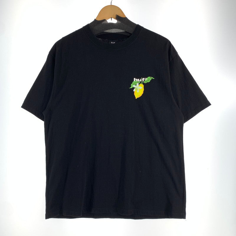 【中古品】【メンズ】 HUF ハフ SOUR LEMON TEE サワーレモン 半袖 Tシャツ 古着 142-260622-mh-08-fuzh サイズ：L カラー：ブラック 万代Net店