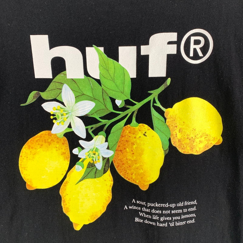 【中古品】【メンズ】 HUF ハフ SOUR LEMON TEE サワーレモン 半袖 Tシャツ 古着 142-260622-mh-08-fuzh サイズ：L カラー：ブラック 万代Net店
