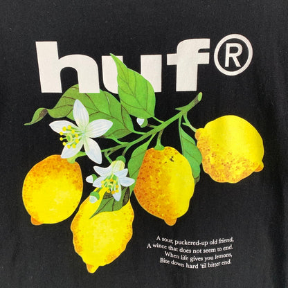 【中古品】【メンズ】 HUF ハフ SOUR LEMON TEE サワーレモン 半袖 Tシャツ 古着 142-260622-mh-08-fuzh サイズ：L カラー：ブラック 万代Net店