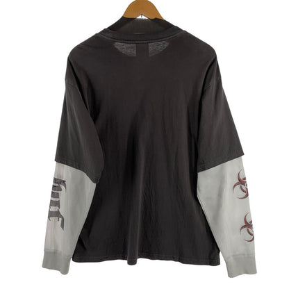 【中古品】【メンズ】 HUF LEON LONG SLEEVE DOUBLE LAYER TOP ハフ 長袖レイヤードTシャツ カットソー ブランド 古着 142-260627-gm-06-fuz サイズ：L カラー：ブラック ホワイト 万代Net店