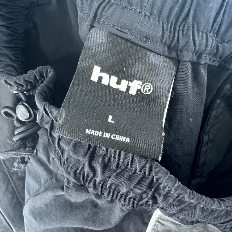 【中古品】【メンズ】 HUF ハフ ANTHEM TRACK PANT ナイロン トラックパンツ 153-260705-nm-08-fuzh サイズ：L カラー：ブラック/グレー 万代Net店