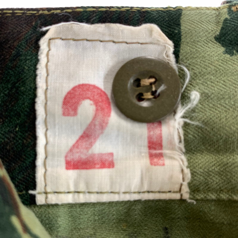【中古品】【メンズ】 フランス軍 リザードカモパラトルーパーパンツ カモ柄 古着 156-260803-ny-09-fuzh サイズ：21 カラー：カーキ 万代Net店