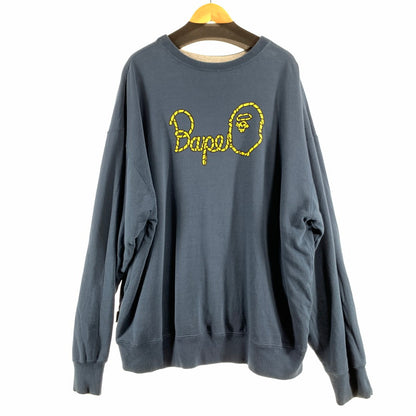 【中古品】【メンズ】 BAPE×SEAN WOTHERSPOON 4WAY CREWNECK クルーネック スウェット トレーナー NAVY.GRAY SIZE:2XL ※シミ・プリントひび割れ有 142-260719-io-08-fuzh 万代Net店