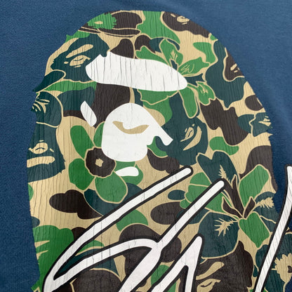 【中古品】【メンズ】 BAPE×SEAN WOTHERSPOON 4WAY CREWNECK クルーネック スウェット トレーナー NAVY.GRAY SIZE:2XL ※シミ・プリントひび割れ有 142-260719-io-08-fuzh 万代Net店