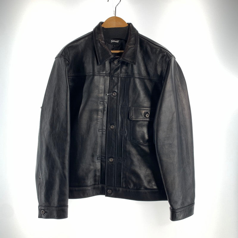 【中古品】【メンズ】 SCHOTT ショット 782-5950015 SHEEP LEATHER 1ST TRACKER JACKET シープ レザー ファースト トラッカー ジャケット アウター 古着 145-260622-mh-01-fuzh サイズ：L カラー：ブラック 万代Net店