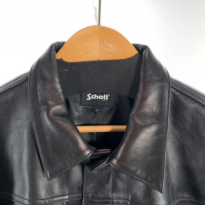 【中古品】【メンズ】 SCHOTT ショット 782-5950015 SHEEP LEATHER 1ST TRACKER JACKET シープ レザー ファースト トラッカー ジャケット アウター 古着 145-260622-mh-01-fuzh サイズ：L カラー：ブラック 万代Net店