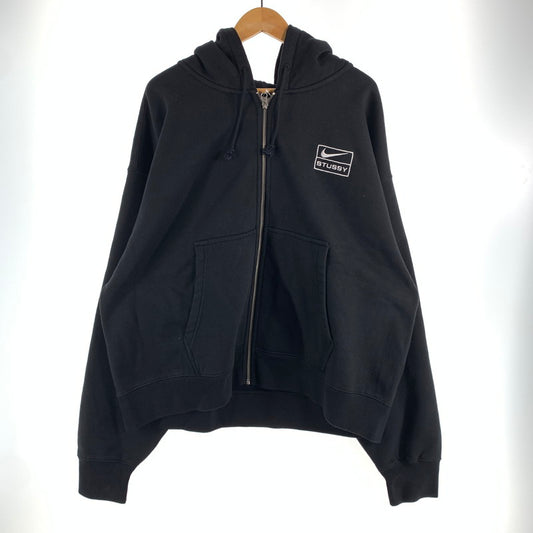 【中古品】【メンズ】 STUSSY × NIKE ステューシー ナイキ FJ9175-010 STONE WASHED FLEECE ZIP HOODIE ジップアップ フーディ パーカー トップス 古着 142-260622-mh-05-fuzh サイズ：L カラー：ブラック 万代Net店