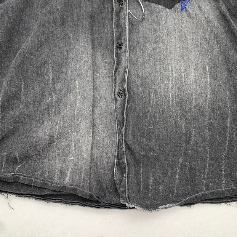 【中古品】【メンズ】 SAINT LAURENT DV19 483075 Y880M 1505 サンローラン ロゴ刺繍 長袖シャツ トップス ブランド 古着 141-260627-gm-21-fuz サイズ：M カラー：ブラック 万代Net店