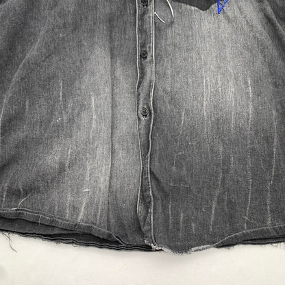 【中古品】【メンズ】 SAINT LAURENT DV19 483075 Y880M 1505 サンローラン ロゴ刺繍 長袖シャツ トップス ブランド 古着 141-260627-gm-21-fuz サイズ：M カラー：ブラック 万代Net店