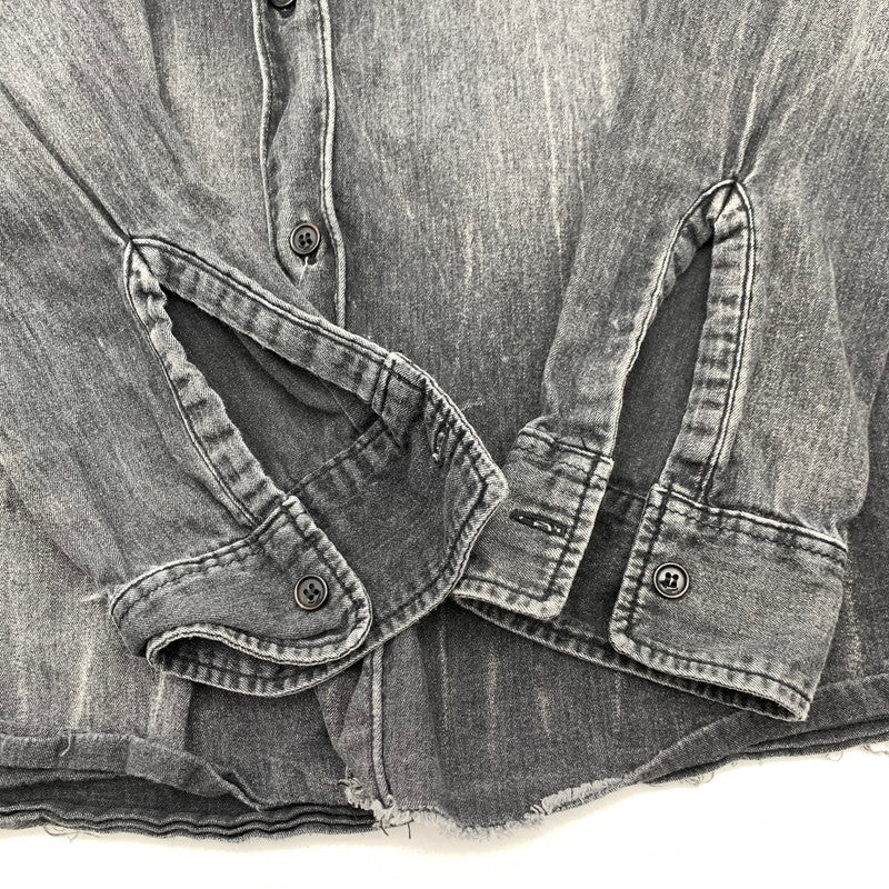 【中古品】【メンズ】 SAINT LAURENT DV19 483075 Y880M 1505 サンローラン ロゴ刺繍 長袖シャツ トップス ブランド 古着 141-260627-gm-21-fuz サイズ：M カラー：ブラック 万代Net店