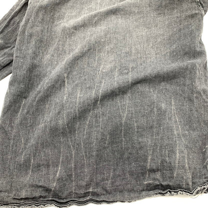 【中古品】【メンズ】 SAINT LAURENT DV19 483075 Y880M 1505 サンローラン ロゴ刺繍 長袖シャツ トップス ブランド 古着 141-260627-gm-21-fuz サイズ：M カラー：ブラック 万代Net店