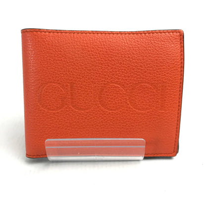 【中古品】【メンズ】 GUCCI グッチ 658681 エンボスロゴ 2つ折りウォレット カラー オレンジ 181-260623-ky-03-fuzh 万代Net店