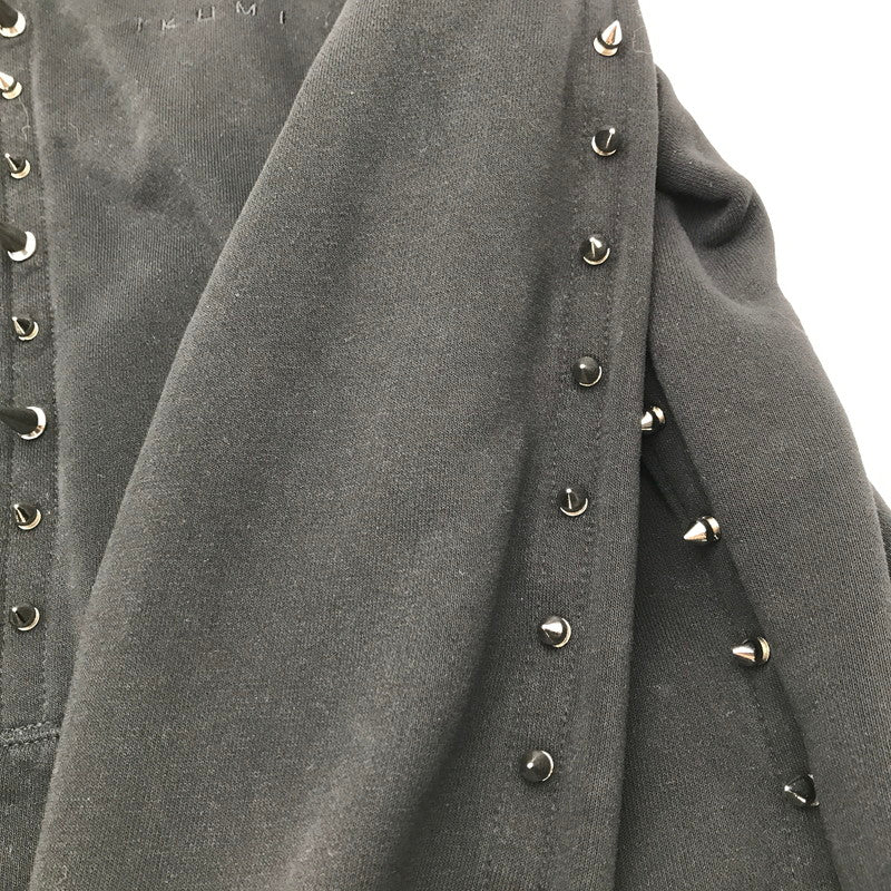 【中古品】【レディース】 IKUMI イクミ パーカー ブラック BLACK スタッズ SIZE:F FULL ZIP 袖に白いスレあり 170-260702-io-02-fuzh 万代Net店