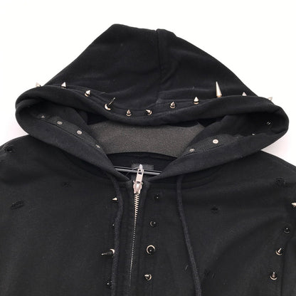 【中古品】【レディース】 IKUMI イクミ パーカー ブラック BLACK スタッズ SIZE:F FULL ZIP 袖に白いスレあり 170-260702-io-02-fuzh 万代Net店