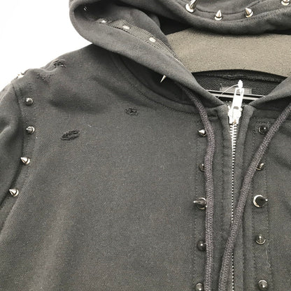【中古品】【レディース】 IKUMI イクミ パーカー ブラック BLACK スタッズ SIZE:F FULL ZIP 袖に白いスレあり 170-260702-io-02-fuzh 万代Net店