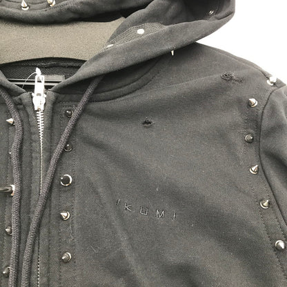 【中古品】【レディース】 IKUMI イクミ パーカー ブラック BLACK スタッズ SIZE:F FULL ZIP 袖に白いスレあり 170-260702-io-02-fuzh 万代Net店