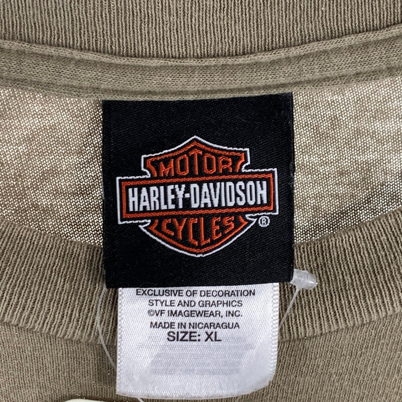 【中古品】【メンズ】 HARLEY-DAVIDSON ハーレーダビッドソン 半袖Tシャツ カットソー ブランド 古着 145-260627-gm-15-fuz サイズ：XL カラー：ベージュ 万代Net店