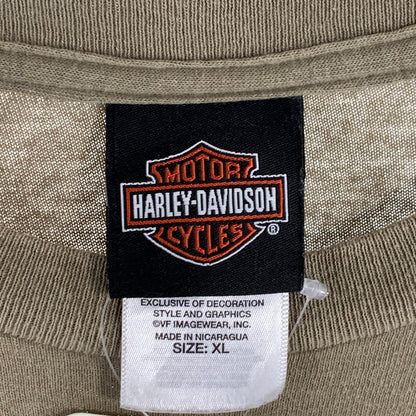 【中古品】【メンズ】 HARLEY-DAVIDSON ハーレーダビッドソン 半袖Tシャツ カットソー ブランド 古着 145-260627-gm-15-fuz サイズ：XL カラー：ベージュ 万代Net店
