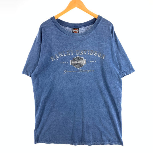 【中古品】【メンズ】 HARLEY－DAVIDSON ハーレーダビッドソン 半袖Tシャツ カットソー ブランド 古着 145-260627-gm-16-fuz サイズ：不明 カラー：ブルー 万代Net店