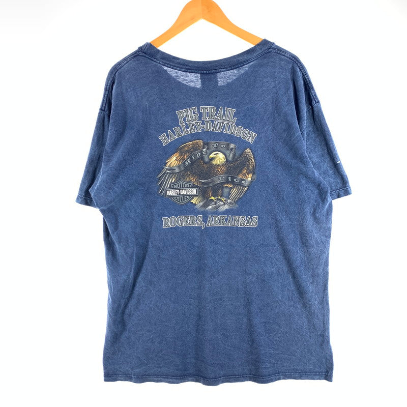 【中古品】【メンズ】 HARLEY－DAVIDSON ハーレーダビッドソン 半袖Tシャツ カットソー ブランド 古着 145-260627-gm-16-fuz サイズ：不明 カラー：ブルー 万代Net店