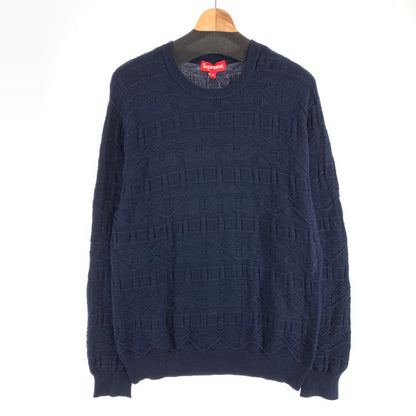 【中古品】【メンズ】 SUPREME COTTON JACQUARD SWEATER シュプリーム コットン ジャガードセーター ニット ブランド 古着 149-260627-gm-29-fuz サイズ：M カラー：ネイビー 万代Net店