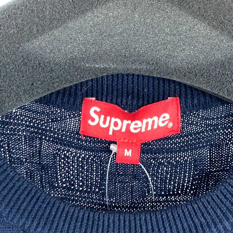 【中古品】【メンズ】 SUPREME COTTON JACQUARD SWEATER シュプリーム コットン ジャガードセーター ニット ブランド 古着 149-260627-gm-29-fuz サイズ：M カラー：ネイビー 万代Net店