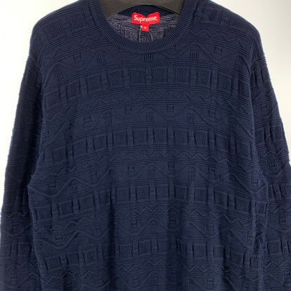 【中古品】【メンズ】 SUPREME COTTON JACQUARD SWEATER シュプリーム コットン ジャガードセーター ニット ブランド 古着 149-260627-gm-29-fuz サイズ：M カラー：ネイビー 万代Net店