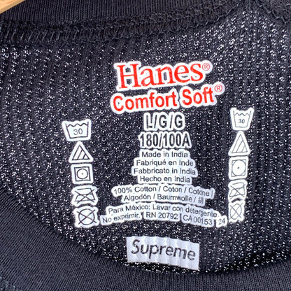 【中古美品】【メンズ】 SUPREME×HANES THERMAL CREW シュプリーム×ヘインズ サーマルクルーネック長袖Tシャツ カットソー ブランド 古着 149-260627-gm-28-fuz サイズ：L カラー：ブラック 万代Net店