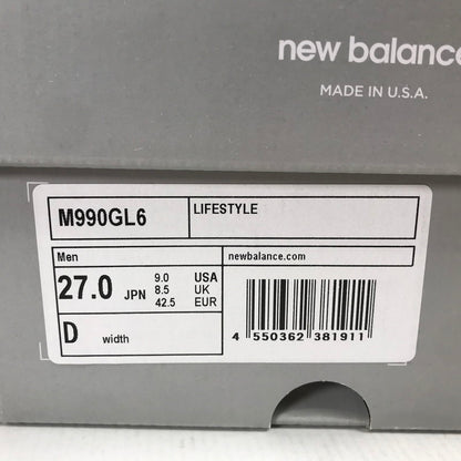 【中古品】【メンズ】 NEW BALANCE ニューバランス M990GL6 990V6 "GRAY" スニーカー 靴 シューズ 162-260628-mh-09-fuz サイズ：27cm カラー：グレー 万代Net店