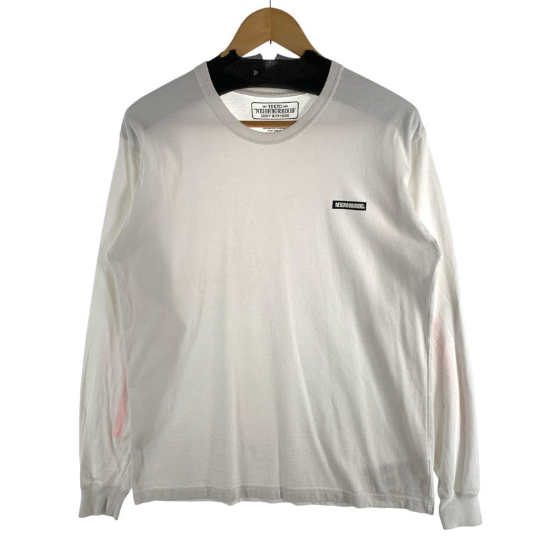 【中古品】【メンズ】 NEIGHBORHOOD LS T-SHIRT WHITE.ORANGE ネイバーフッド 長袖Tシャツ カットソー ブランド 古着 142-260627-gm-08-fuz サイズ：M カラー：ホワイト オレンジ 万代Net店
