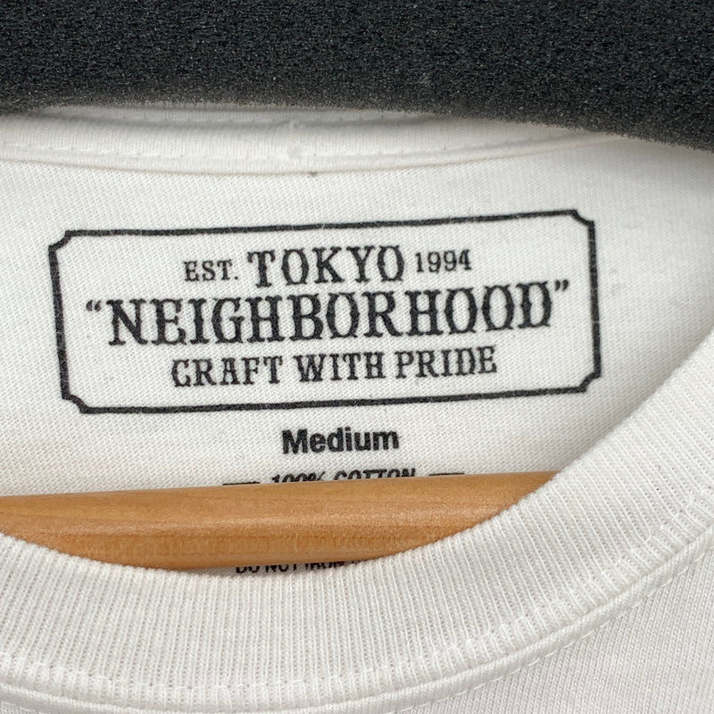 【中古品】【メンズ】 NEIGHBORHOOD LS T-SHIRT WHITE.ORANGE ネイバーフッド 長袖Tシャツ カットソー ブランド 古着 142-260627-gm-08-fuz サイズ：M カラー：ホワイト オレンジ 万代Net店